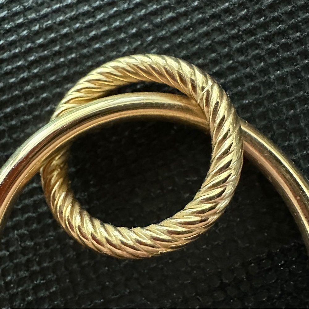 14K Gold Double Circle Hoop Earrings 1.5” - Picture 10 of 11